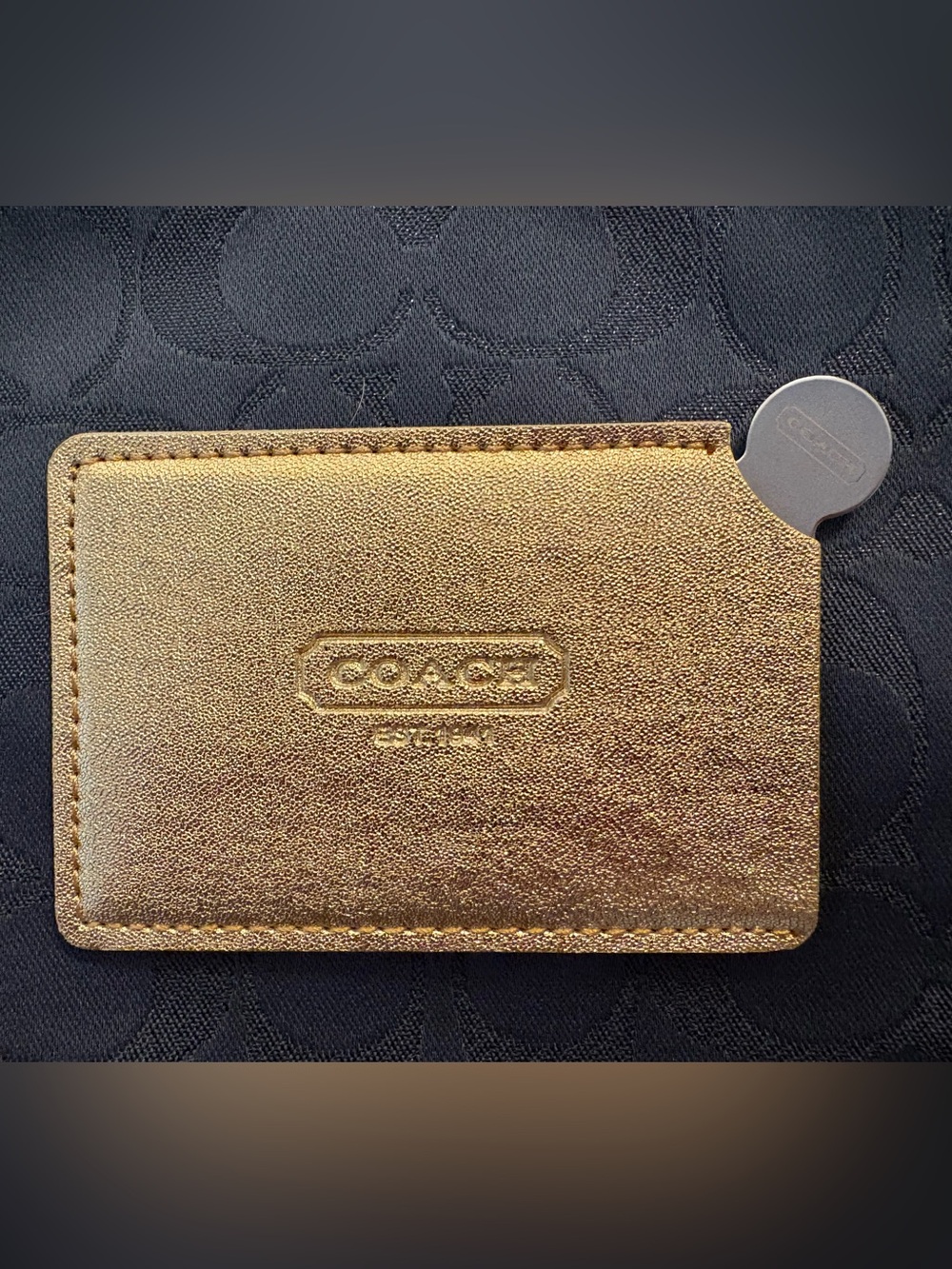 Coach Metallic Gold Leather Card Holder